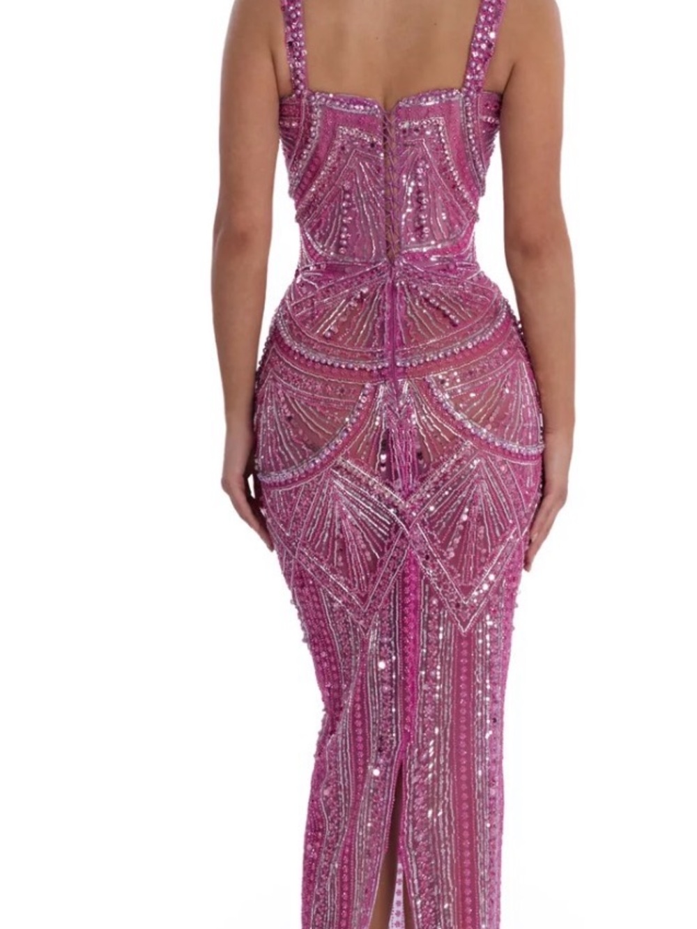 Albina Dyla Pink/Blush Beaded Maxi Dress - Picture 2 of 6